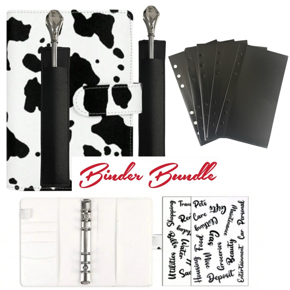 COW PRINT A6 Binder BUNDLE, Cash Envelope Stuffing Method